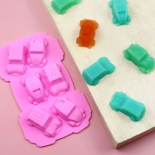 1入粉色6輛賽車主題矽膠蛋糕模,用於烘焙巧克力蛋糕、手工香氛工藝、diy冰塊、果凍、翻糖和糖果 - 粉色 - 查看 7