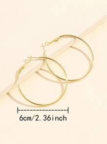 1 Pair Big Circle Earrings - Yellow Gold - View 3