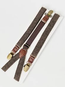 1 件男士棕色人字形 3 夹式吊带和背带适用于复古英伦风格防滑裤万圣节外出装婚礼派对和礼物万圣节配饰，万圣节服装秋冬配饰万圣节服装，适合青少年、青年、男士、休闲、户外、运动、度假、毕业礼物、生日、日常穿着