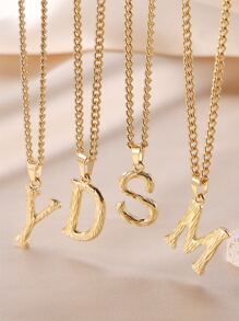 FEEL STYLE 1入組時尚不銹鋼 26 個字母吊墜項鍊男式女式