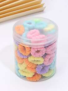 100 piezas/paquete Scrunchies de color aleatorio para niñas bebé, gomas elásticas para coleta, trenzas, uso diario y de viaje - Multicolor - Ver 3