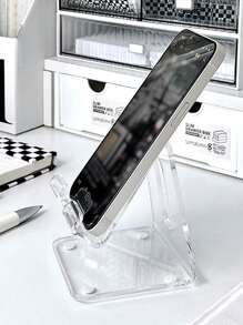 1pc Acrylic Phone Holder, Portable & Transparent Phone Stand - Clear - View 3