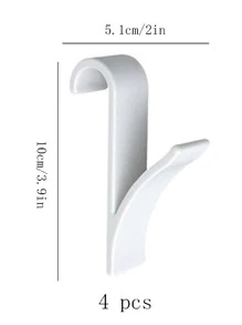 4pcs/set Heated Towel Radiator Hooks, Radiator Railway Bath Hook Stand, Flat Hooks, Bathroom And Kitchen Coat Hat Hooks Storage Rack - White - View 3