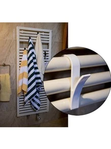 4pcs/set Heated Towel Radiator Hooks, Radiator Railway Bath Hook Stand, Flat Hooks, Bathroom And Kitchen Coat Hat Hooks Storage Rack - White - View 1