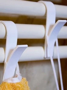4pcs/set Heated Towel Radiator Hooks, Radiator Railway Bath Hook Stand, Flat Hooks, Bathroom And Kitchen Coat Hat Hooks Storage Rack - White - View 6