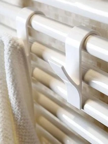 4pcs/set Heated Towel Radiator Hooks, Radiator Railway Bath Hook Stand, Flat Hooks, Bathroom And Kitchen Coat Hat Hooks Storage Rack - White - View 2