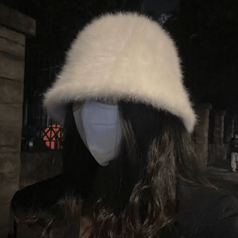 Adjustable Women's Bucket Hat, Autumn/Winter Warm & Comfortable Solid Color Plush Bucket Hat Elegant