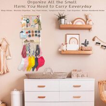 Oaoleer Baby Headband Holder Jewelry Organizer For Girls, 40 Hooks Baby Nylon Bows ​Hair Accessories Organizer Storage Wall Hanging Decor For Nursery Closet Room Door - 40鉤白色 - 查看 4