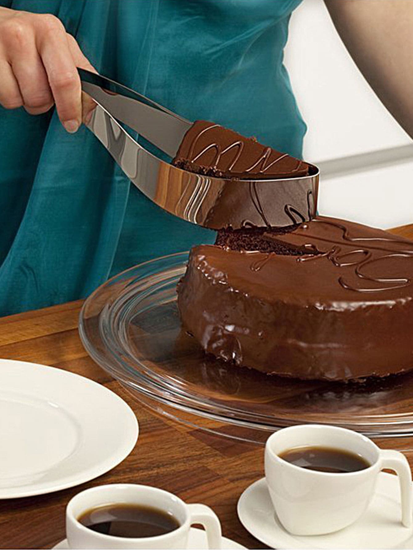 1 Pieza Herramienta De Acero Inoxidable Para Cortar Pasteles En Cubos, Divisor De Pasteles Para Cocina - Plateado - Ver 1