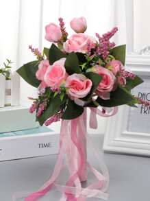 西式森林主題手捧花,婚禮攝影道具用於工作室拍攝 - 粉色 - 查看 1