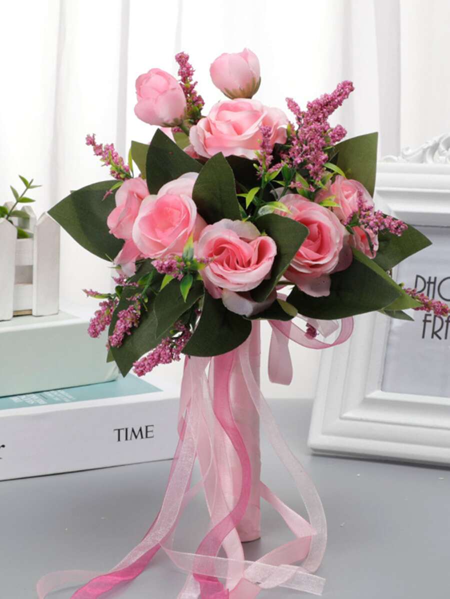 西式森林主題手捧花,婚禮攝影道具用於工作室拍攝 - 粉色 - 查看 1