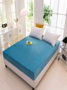 1pc Soft And Comfortable Blue Flannel Fitted Sheet Bed Linen For Bedroom, Guestroom, Dormitory In Winter - Blue - View 7