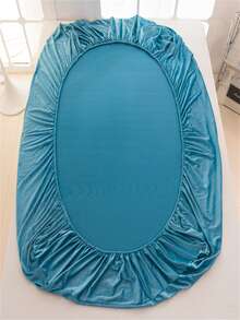 1pc Soft And Comfortable Blue Flannel Fitted Sheet Bed Linen For Bedroom, Guestroom, Dormitory In Winter - Blue - View 8