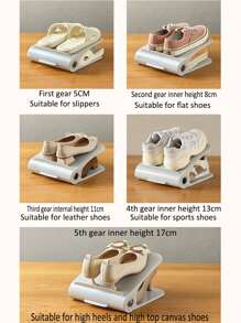 2入組可調節的雙層鞋墊(加寬)及塑料鞋子收納盒 - 灰色 - 查看 3