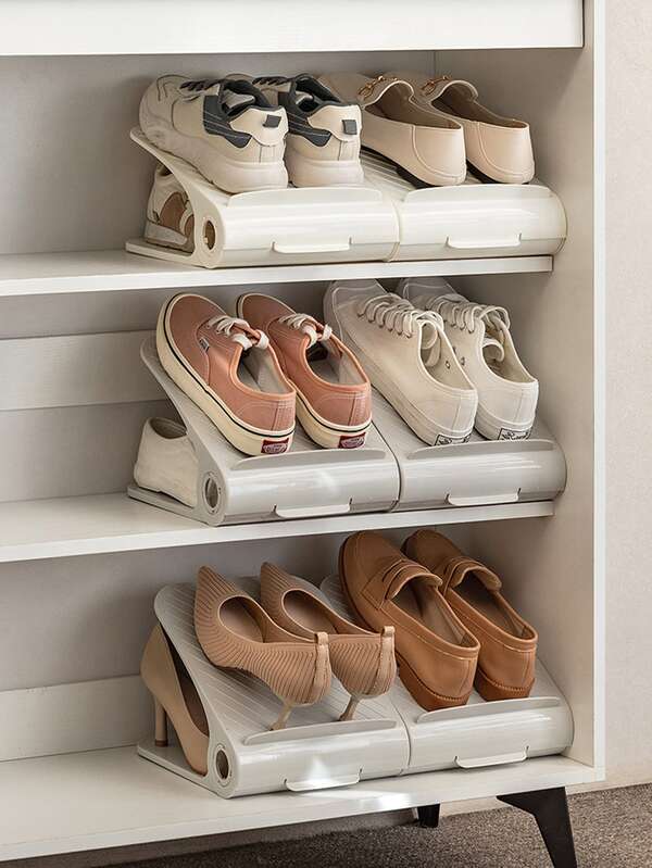 2pcs Adjustable Double-layer Shoe Stretcher With Widening & Plastic Shoe Organizer