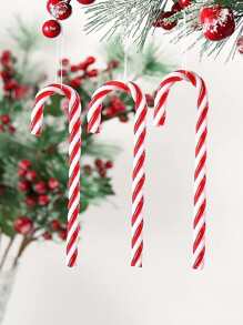 6pcs Christmas Plastic Candy Canes, Tree Decorations Ornaments - Red and White - View 4