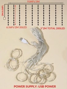 FANOVA Decorative Curtains 3x3 Mts Series Of 300 Led Lights With 8 Modes USB Control