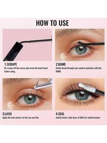 1入組睫毛膠，眼睫毛接續束狀蝴蝶眼睛膠水及密封增強，持久耐用，防水自助DIY睫毛接續膠水，全天候強力牢固，不含乳膠，適合敏感眼睛 - 黑色 - 查看 6
