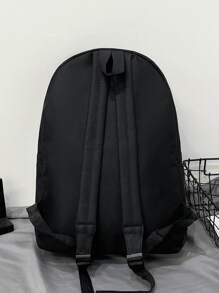 字母圖案大容量孩子們後背包 - 黑色 - 查看 2