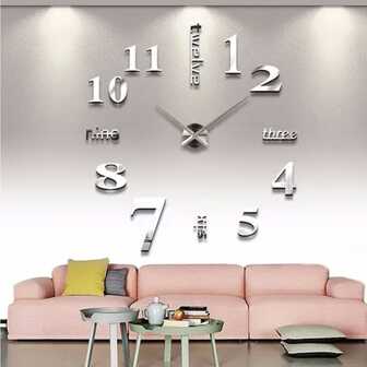 Reloj de Pared 3D DIY, Reloj Moderno para Sala, Reloj Silencioso y Ajustable en Tamaño, Reloj Gigante Minimalista