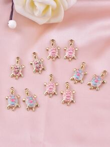 10pcs/Set Fashionable Mixed Style Metal Sea Turtle Pendant, Suitable For DIY Jewelry Making - Multicolor - View 2