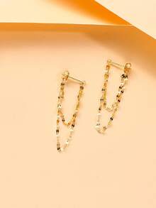 1pair S925 Silver Chain Design Front & Back Dangle Earrings - Yellow Gold - View 3