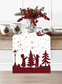 1pc NEW Christmas Design Polyester Tablecloth Table Runner, Table Runner Perfect Decoration For Family Christmas Party - C - View 2