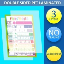 Youngever 13 Pack Laminated Educational Math Posters for Kids, Classroom Teach Multiplication Division Subtraction Fraction Posters, Classroom Posters, Teaching Posters (22 x 17 inch) - Multicolor - View 3