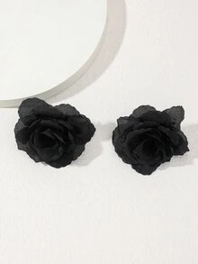 2 件装女士时尚波西米亚风格玫瑰花发夹，适合海滩照片、节日、派对和日常使用波西米亚风情人节 - 黑色 - 查看 2