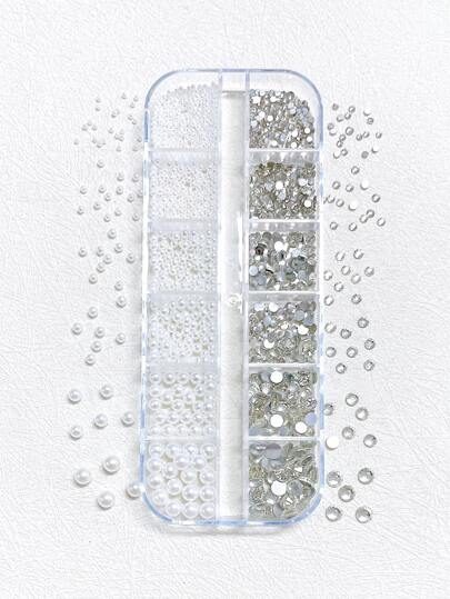 1Box Pearl Rhinestone Nail Art Decoration Diy Kit Nail Charms Nail Gems Nail Supplies Nails