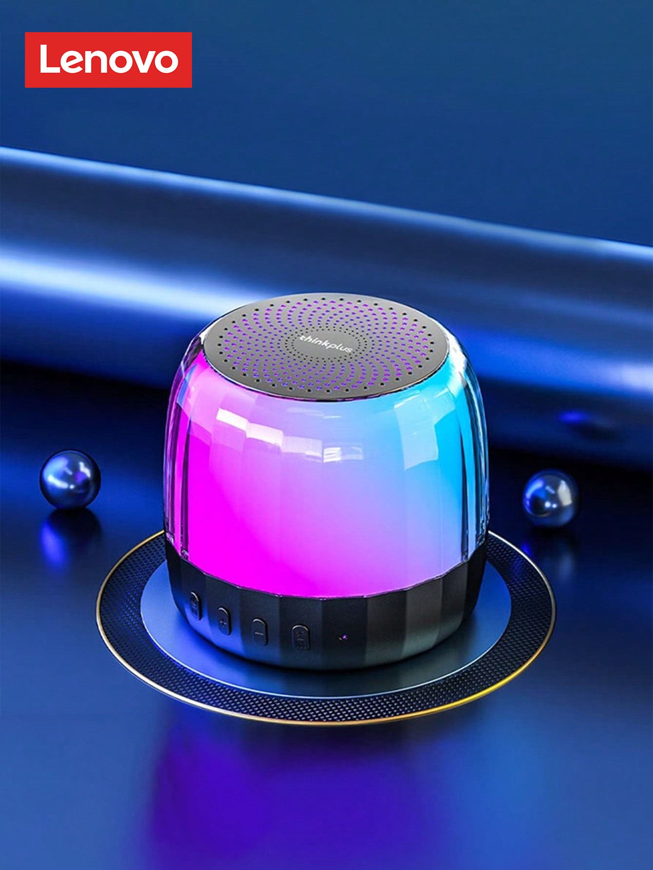 1pc Loa không dây để bàn phát sáng - màu đen - Xem 1