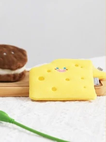 1pc Pet Plush Squeaky Toy In Cheese & Biscuit Design, Suitable For Hide-and-seek And Sniffing Games, With Crinkle Paper For Cats And Dogs - Yellow - View 6