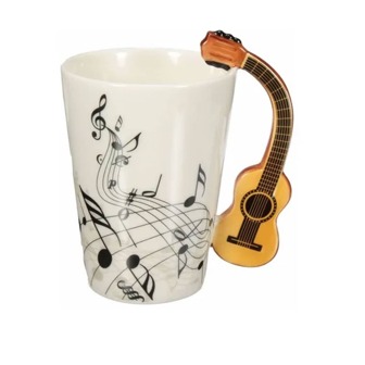 Taza de Céramica con Mango en Forma de Guitarra Acústica