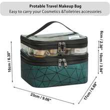 Multipurpose Transparent Waterproof Double Layer Toiletry Bag For Travel, Portable Pvc Cosmetic Storage Bag For Bathroom - Green - View 2