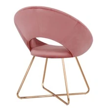 Duhome Modern Accent Velvet Chairs Dining Chairs Single Sofa Comfy Upholstered Arm Chair Living Room Furniture Mid-Century Leisure Lounge Chairs With Golden Metal Frame Legs 1 PCS Pink
