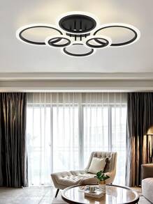 85~265V Modern LED Ceiling Light 6 Ring LED Black Ceiling Light, Lighting Fixture Ceiling Light For Kitchen, Living Room, Bedroom, Laundry No-dimmable - Black - View 1