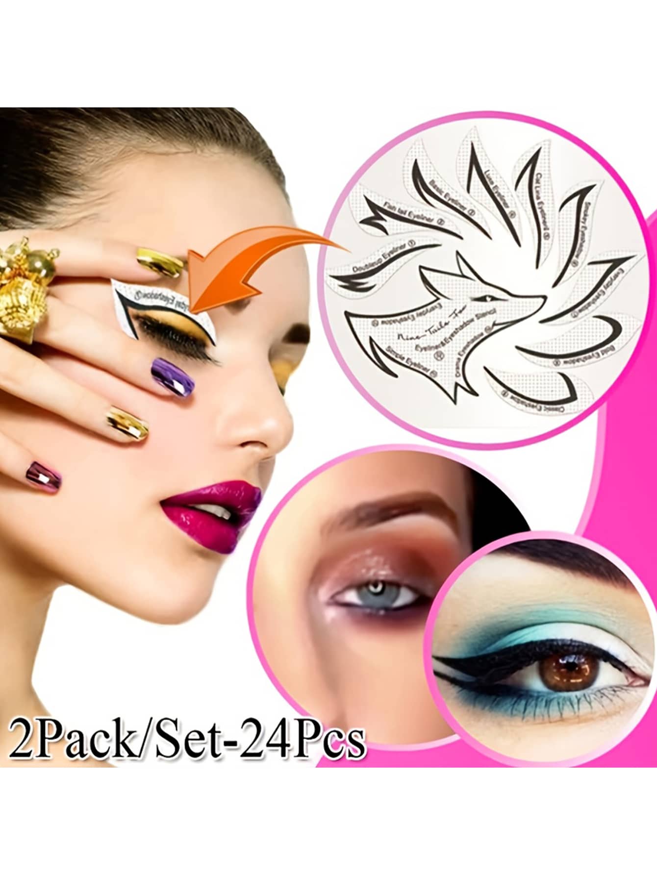 4 Sets Professional Nonwoven Fabric Eyeliner & Eyeshadow Stencil Kit