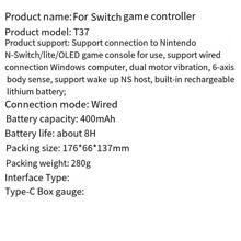 振動機能付き ワイヤレス Bluetooth ゲームパッド、モーションセンサー搭載、N-Switch/Lite/OLED、PCゲーミング対応