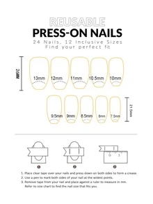 VV MEI JIA ER 24入組中長度波浪法式閃亮線貼式黑色亞克力棺材型全覆蓋假指甲,適用於女性和女孩,還含有1張膠帶和1個指甲文件 - 彩色 - 查看 6