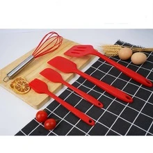 5pcs Silicone Kitchenware Set Including Turner, Scrapper, Brush, Whisk And Colander, Kitchen Cooking Utensils - Red - View 2