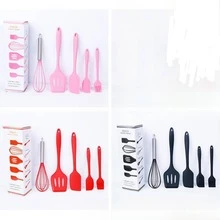 5pcs Silicone Kitchenware Set Including Turner, Scrapper, Brush, Whisk And Colander, Kitchen Cooking Utensils - Red - View 4