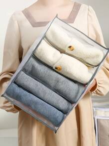 1入組透明抽屜隔板收納盒,適用於衣服和褲子,衣櫃整理籃,家用收納箱 - 無色 - 查看 3