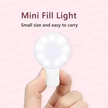 AXNEN 1个便携式夹式圆形自拍灯，迷你自拍环形灯，可充电电池，3档亮度调节，续航2-8小时，闪光灯功能，兼容/安卓手机，适用于摄影、视频、Vlog拍摄 - 白色 - 查看 3