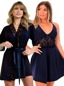 Women Nightgowns & Sleepshirts - Navy Blue - View 1