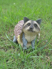 1pc Cute Raccoon Garden Decoration Statue - Multicolor - View 5