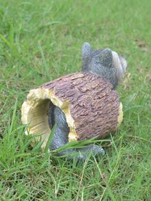 1pc Cute Raccoon Garden Decoration Statue - Multicolor - View 3