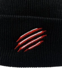 1 pieza de gorro tejido con bordado de tigre y letras personalizadas para unisex, moda y calidez para uso diario en la calle - Negro - Ver 4