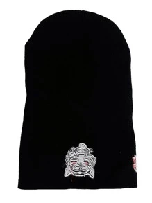 1 pieza de gorro tejido con bordado de tigre y letras personalizadas para unisex, moda y calidez para uso diario en la calle - Negro - Ver 5