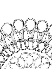 200PCS /100set Swivel Clasps Lanyard Snap Hooks with Key Rings Key Chain Clip Hooks Lobster Claw Clasps for Keychains Jewelry DIY Crafts - Silver - View 3