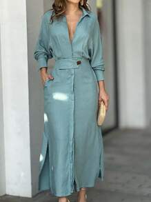 Women Dresses - Dusty Blue - View 1